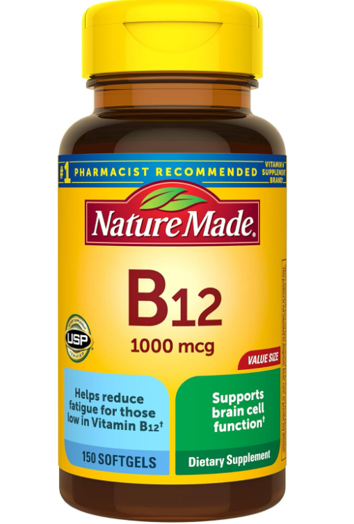 Nature Made Vitamin B12 1000 mcg, Dietary Supplement for Energy Metabolism Support, 150 Softgels, 150 Day Supply