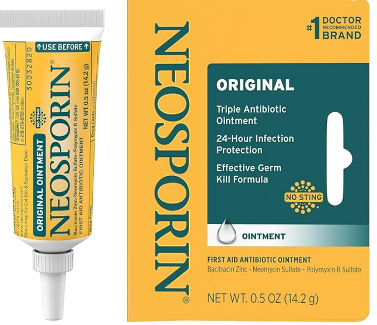 Neosporin Original First Aid Antibiotic Ointment with Bacitracin Zinc for Infection Protection, Wound Care Treatment & Scar Appearance Minimizer for Minor Cuts, Scrapes and Burns,.5 oz