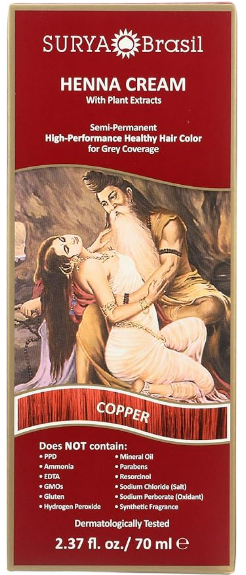 Surya Brasil Henna Cream Hair Color Treatment, Copper, 2.37 oz / 70 ml