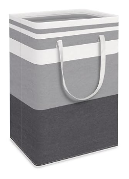 HomeHacks 2 Pack Large Laundry Baskets, Waterproof, Freestanding Laundry Hampers, Collapsible Clothes Hamper with Reinforced Handles in Laundry Room, College Dorm, Bathroom, Bedroom (Grey, 75Lx2)