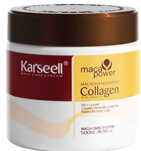 Karseell Collagen Hair Treatment Deep Repair Conditioning Argan Oil Collagen Hair Mask Essence for Dry Damaged Hair All Hair Types 16.90 oz 500ml