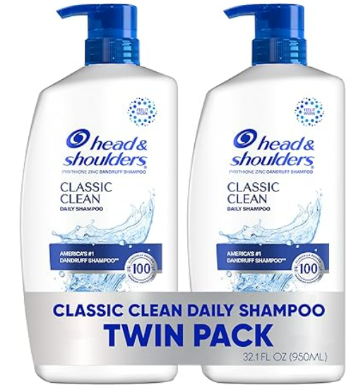 Head & Shoulders Classic Clean Dandruff Shampoo Twin Pack, Anti-Dandruff Daily Use, Paraben-Free, Color-Safe, 32.1 Fl Oz Each (Set of 2)