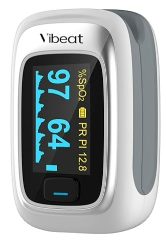 Vibeat Fingertip Pulse Oximeter, Blood Oxygen Saturation Monitor| O2 Meter, Portable SPO2 & Pulse Rate Monitor, Batteries and Lanyard Included