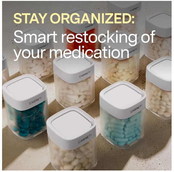 Cabinet: 2 Empty Large Bottles (White RX Caps)