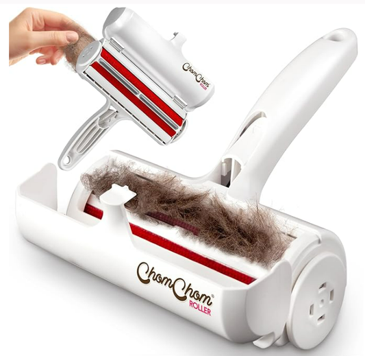 Chom Chom Roller Pet Hair Remover and Reusable Lint Roller - ChomChom Cat and Dog Hair Remover for Furniture, Couch, Carpet, Clothing and Bedding - Portable, Multi-Surface Fur Removal Tool