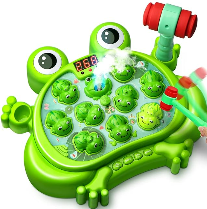 HopeRock Toys for 2 3 4 5 Year Old Boy,Toddler Toys Age 2-4, Whack A Frog Game,with 5 Modes,45 Levels,9 Music Spray and Light-up, Baby Toy Gifts for Early Learning, Birthday Gift for Toddler Boy Toys